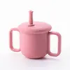 Copo de Água Infantil de Silicone com Alça Copo de Treinamento Copo com Bico para Bebê Antiderrapante e Resistente a Altas Temperaturas Copo de Aprendizagem para Beber Copo de Comida para Bebê