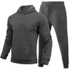 Otoño/Invierno 2026 Transfronterizo Unisex Casual Talla Europea Liso Color Sólido Conjunto Sudadera Holgada de Forro Polar y Pantalones de Chándal Conjunto de Dos Piezas