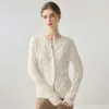 Cardigan de punto Consinee 100% cachemira pura con cuello redondo para mujer Exquisito estilo abrigo suéter vintage Prenda exterior