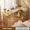 Escritorio de esquina para estudiar y usar la computadora, escritorio de oficina, tocador de dormitorio para niñas, mesa de esquina con estantería integrada