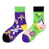 Calcetines originales de moda infantil AB color asimétrico dibujos animados longitud media otoño e invierno caramelos lindos calcetines de algodón para niños y niñas