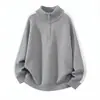 Nuevo Suéter de Punto para Hombre Otoño/Invierno 2026 con Cuello Alto y Media Cremallera, Top Chaqueta Casual Holgado de Alta Gama Tendencia