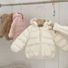 Nueva chaqueta ligera de algodón para niños, estilo corto, con capucha, para niñas y niños, prenda de abrigo de moda para niños pequeños, adecuada para otoño e invierno