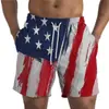 Populares Shorts de Secado Rápido para Hombres Jóvenes de Verano Pantalones de Playa con Estampado Digital 3D del Día de la Independencia Pantalones Casuales de Playa