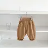 Pantalones Largos de Color Sólido 100% Algodón para Niños y Niñas de Primavera y Otoño Pantalones Cargo Infantiles Bebé Modernos Versátiles Casuales Estilo Coreano Holgado
