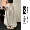 Calça lanterna preta para mulheres, novo estilo verão 2026, tamanho petite, design falso de duas peças, corte solto, efeito emagrecedor, calça pantalona com estampa floral