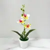 Flores Phalaenopsis Simuladas 3 Vasos Escritório Sala de Estar Arranjo de Flores de Mesa Bonsai Fotografia Ornamentos de Flores Artificiais de Plástico
