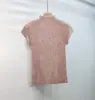 Camiseta Elegante de Manga Corta para Verano 2025 Cuello Medio Alto Color Degradado Holgada Aspecto Adelgazante Ropa de Trabajo Versátil Top Plisado Camisa Pequeña