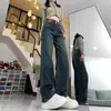 Jeans retos pretos para mulheres outono e inverno forrados com fleece espessados 2023 novo popular cintura alta alongados calças tubinho altas