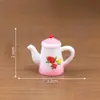 Micro-paisaje Creativo Retro Nostálgico Cerámica Impresa Taza de Té Tetera Casa de Muñecas DIY Accesorios Decorativos Pequeños Adornos