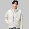 Chaqueta de plumón 90% plumón de pato para deportes al aire libre, resistente al viento, acolchada, corte holgado, cuello alto, abrigo de invierno, chaqueta de plumón ligera para hombre
