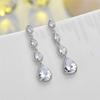 Qingxing prata agulha gota de água grau AAA cristal de zircão embutido brincos de luxo longa moda OL senhoras brincos de jantar