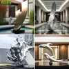 Escultura de Paisaje de Hotel de Acero Inoxidable Cepillado Espejo Recubierto en Spray Escultura de Ola de Metal de Acero Inoxidable para Vestíbulo de Hotel