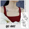 Pegatinas de Tatuaje Florales de Boceto Nuevo Transfronterizas Mariposa de Gama Alta Rosa Blanco y Negro Tatuaje Temporal Pequeño Fresco Impermeable