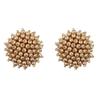 [3 Colores Disponibles] Pendientes de Botón de Perla de Vidrio con Forma de Flor Dulce, Elegante Estilo Nuevo Otoño e Invierno, Especial para Exportación