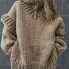 Suéter de Punto Grueso de Comercio Exterior Nuevo Europeo y Americano Transfronterizo Amazon Suéter Jersey para Mujer Suave de Manga Larga con Cuello Alto
