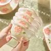 Adorable Vajilla de Cerámica con Relieve Bajo Esmalte para Uso Doméstico: Tazones, Platos, Platos hondos, Tazones para fideos instantáneos, Tazones de doble asa, Tazones para arroz, Juego de tazón y plato