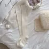 Meias youjiaxiu femininas outono inverno japonês retrô tricotado em ponto rendado imitação de cashmere meias acima do joelho cor sólida cano alto meias longas