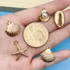 Transfronterizo Nuevo Oro de 16 Quilates Vida Marina Estrella de Mar Caracola Colgante de Aleación Pulsera Pendiente DIY Joyería Colgante