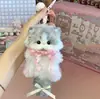 Bastão Giratório Acabado Gatinho Fofo Material de Pelúcia Acabamento Feito à Mão Brinquedo Pingente de Bolsa de Presente para Meninas