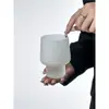Taza de Tambor Esmerilado Francesa de Barriga de Diseño de Nicho Taza de Jugo para Ins Taza para Bebidas Frías Taza de Vidrio Taza de Leche Taza de Café