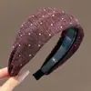 Diadema Ancha de Punto con Lunares Estilo Coreano para Mujer, Diadema Diaria para Exteriores para Parte Superior Alta del Cráneo, Antideslizante para Lavar la Cara, No Aplasta el Cabello, Pinza para el Cabello