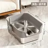 Nueva caja de arena para gatos de acero inoxidable, caja de arena abierta para gatos con bordes altos profundizados, inodoro para gatos semi-cerrado extragrande