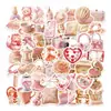 56 Piezas de Pegatinas Retro Lolita Rosas para Niñas, Materiales de Diario Sin Repetir, Pegatinas Decorativas Impermeables para Manualidades