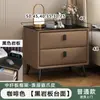 Mesita de noche de cuero, moderna y simple, para uso en el hogar, lujo ligero, pequeña, multifuncional, madera maciza, almacenamiento para dormitorio, mesita de noche, mueble de almacenamiento
