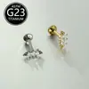 Piercing Labial Stud de Titânio F136 com Design de Flor Relâmpago e Cravação de Zircônia, Joia para Body Piercing com Corpo de Titânio de Grau Cirúrgico, Produto em Estoque do Fabricante