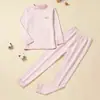 Conjunto de Roupa Térmica Infantil Sem Costura 100% Algodão para Outono e Inverno, Camada Base de Algodão Espessa e Macia para Meninos e Meninas