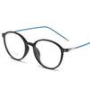 Nueva moda TR90, espejo plano de color transparente, montura de gafas ultraligera de moda redonda popular para hombres y mujeres, montura para miopía
