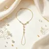 Adornos Transfronterizos Europeos y Americanos Estilo Minimalista de Moda Pulsera Versátil de Doble Cara con Pedrería para Mujer Pulsera de Dedo Conectada con Pedrería Incrustada de Múltiples Capas