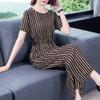 Conjunto Feminino de Verão Calça Curta Solta de Manga Curta Conjunto de Duas Peças Tamanho Grande Moda Casual Elegante Calça Wide Leg para Mulheres