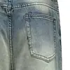 Pantalones de Mezclilla Lavados con Degradado de Campana Estilo Hippie Trendy Punk Retro Arrugados Desgastados Casuales Largos para Hombre