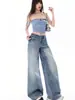 Jeans Americanos de Tiro Bajo de Pierna Ancha para Mujer 2027 Nueva Llegada de Primavera Tie-Dye de Trabajo Pesado Lavado al Agua Sueltos con Caída Pantalones Adelgazantes