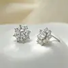 Série de Brincos de Sete Dias Brincos de Zircônia Floco de Neve Argola de Prata S925 Moda Versátil Transparente Luxo Leve Design de Nicho Brincos