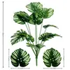 Plantas verdes artificiais mais vendidas em todo o mundo, plantas de folha de tartaruga de 18 e 12 cabeças, parede de plantas para jardim externo, ornamentos de decoração para casa, flores artificiais