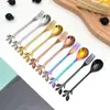 Cuchara y Tenedor con Forma de Hoja de Acero Inoxidable 410, Tenedor de Fruta Creativo, Cuchara para Remover Café, Exquisito Regalo, Cuchara y Tenedor para Postre y Pastel