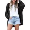 Amazon Cárdigan de Punto para Mujer de Color Sólido con Calados y Cuello en V para Primavera y Otoño, Moda Europea y Americana de Comercio Exterior, Abrigo Holgado de Piel Sintética
