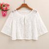 Nova Camisa Curta Verão Do Laço Pequeno Xale Moda Saia Exterior Camisa Chiffon Curto All-match Estilo Ocidental Camisa Fina