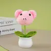 Cabeza de Animal de Ganchillo Hecha a Mano para Maceta, Decoración del Hogar, Regalo Creativo de Lana para Ventas Transfronterizas: Rana, Cabeza de Cerdo, Conejo