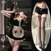 Lencería pura y seductora, conjunto de sirvienta sexy y dulce estilo camisola, bata de oso de peluche, ropa de dormir seductora, set de disfraz de sirvienta, body