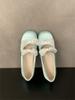 Zapatos planos de punta redonda con realce interior, satén azul suave y lazo de encaje para mujer, primavera 2025, zapatos de ballet Mary Jane