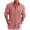 2023 nueva camisa de solapa estampada en contraste de manga larga para hombre transfronteriza primavera y otoño talla grande fabricantes de camisas con botones en stock