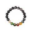 Pulseira de obsidiana prateada natural com cinco deuses da riqueza para homens e mulheres, contas de obsidiana dourada, cristal do Mar da China Oriental, pulseira preta, minério atacado