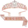 Moda europeia e americana cinto de etiqueta de cristal coroa cinto de etiqueta cocar de aniversário coroa aniversário menina fita atacado