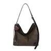Bolsa tote patchwork de camurça retrô, mais vendida internacionalmente, grande capacidade, estampa de leopardo, adequada para o dia a dia e pode ser carregada como bolsa de ombro ou bolsa transversal