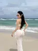 Bikini de Isla Nuevo Estilo 2026 para Mujer, Conjunto de Tres Piezas sin Tirantes con Falda, Traje de Baño Sexy Estilo Vacacional para Busto Pequeño