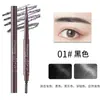 Lápiz de cejas de doble punta para mujer, natural, no se corre fácilmente, herramienta para cejas, pincel giratorio automático para principiantes, lápiz de cejas triangular de doble punta